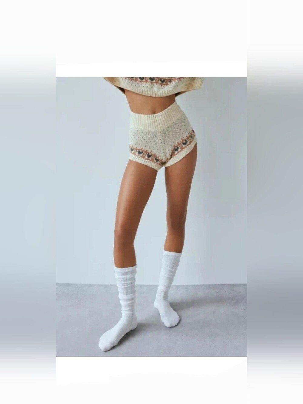 Out From Under UO Catching Feelings cream multi fuzzy lounge micro shorts size S - Picture 7 of 7
